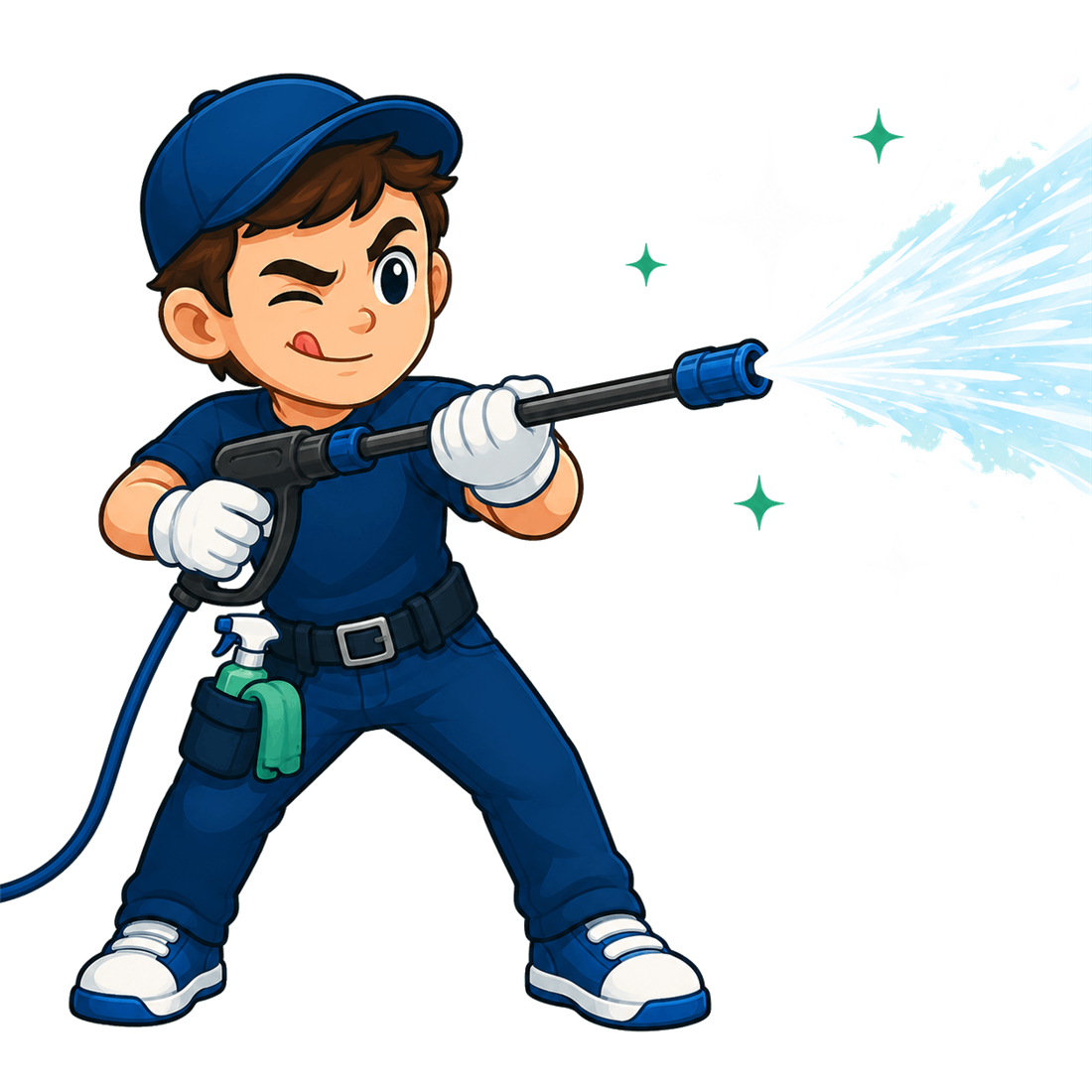 Gleamy pressure washing the wall clean