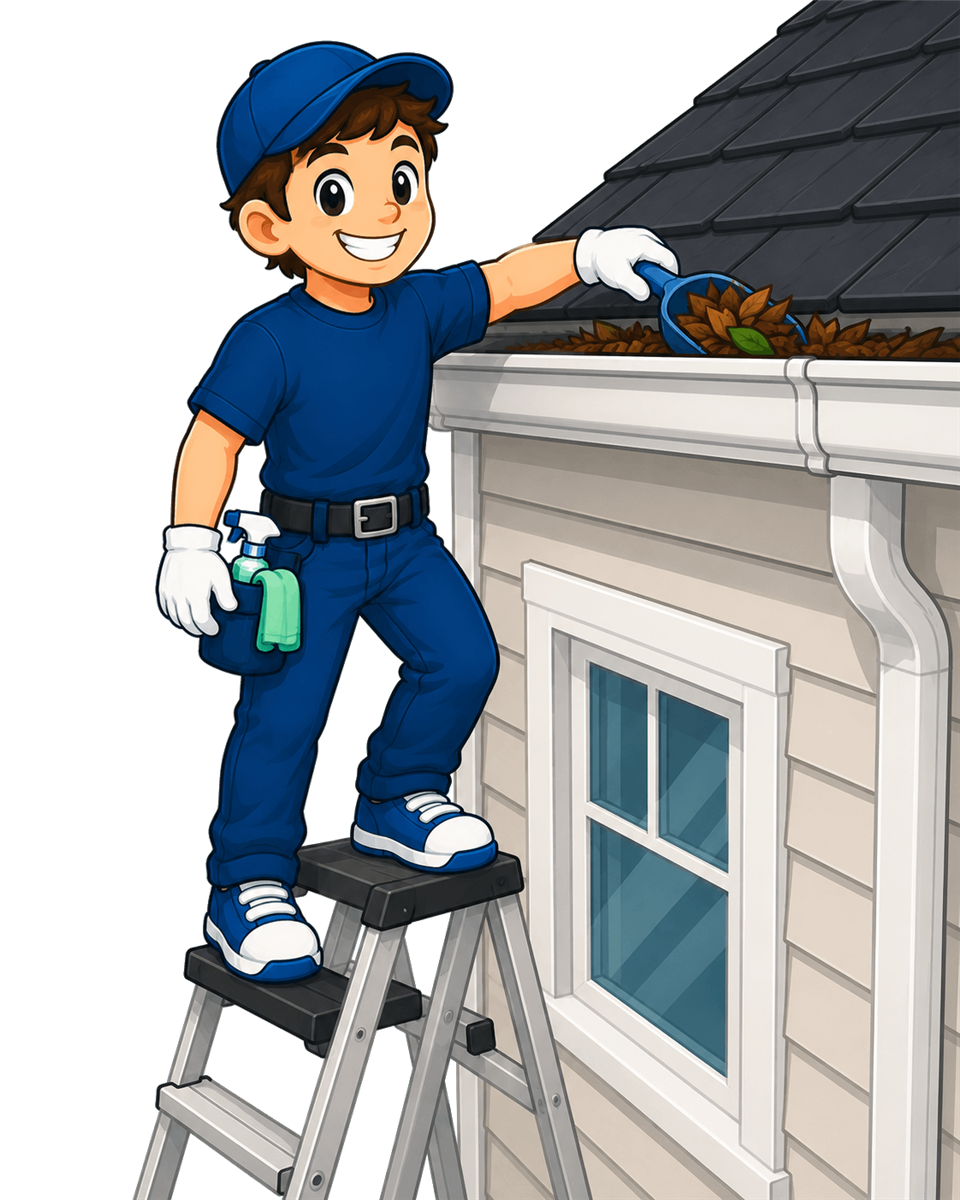 Gleamy cleaning a home's gutters